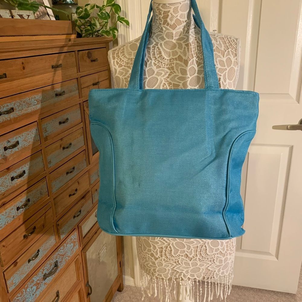 LOVE Tote Bag - Large - Aqua Blue - NWT - Picture 2 of 8
